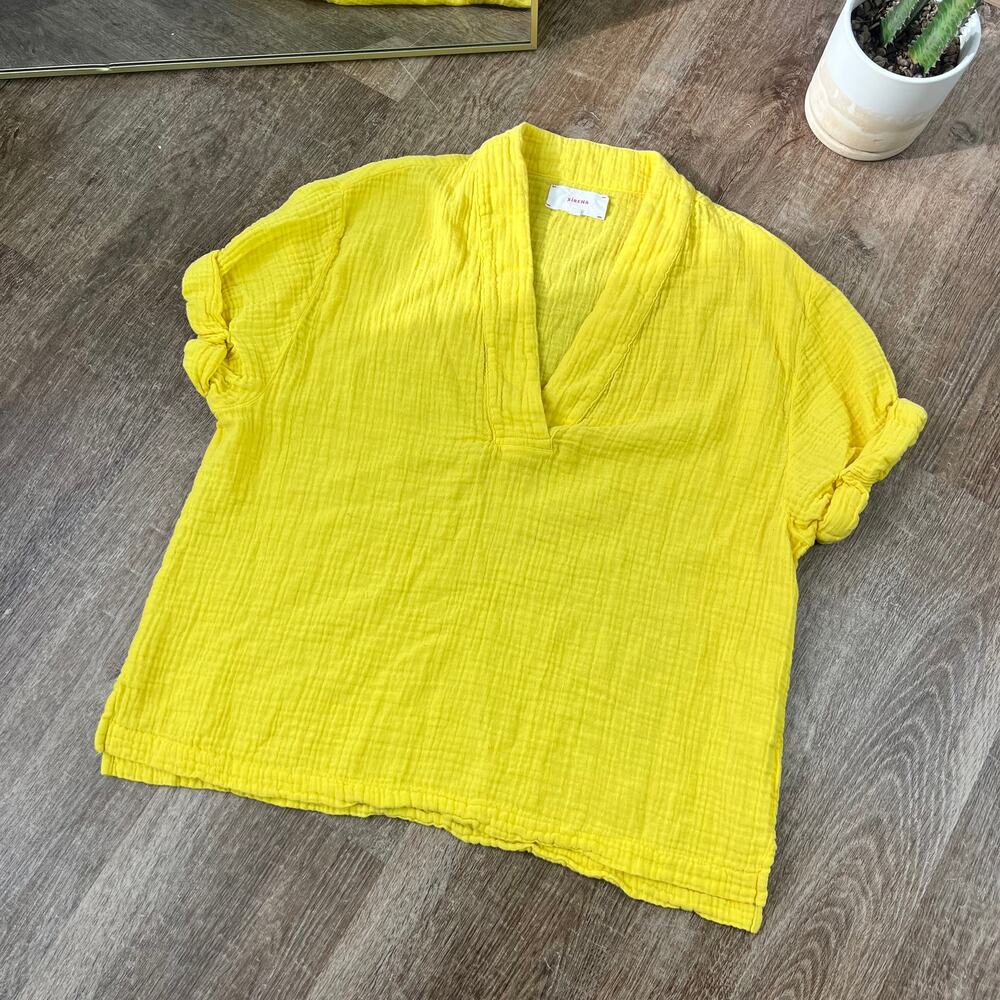 Xirena Limone Avery Top Yellow Sunrise Gauze Blouse - Picture 3 of 4
